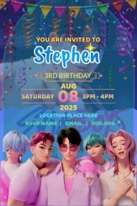 K-pop Demon Hunters: Saja Boys Invitation Happy Birthday Party Video Template  Poster