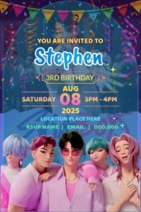 K-pop Demon Hunters: Saja Boys Invitation Happy Birthday Party Video Template  Poster