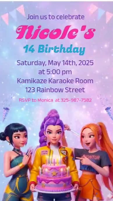 K-pop demon hunters birthday digital invitation Template | PosterMyWall