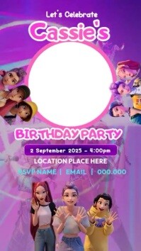 Rosa Birthday Invitation งานแสดงผลงานแบบดิจิทัล Template