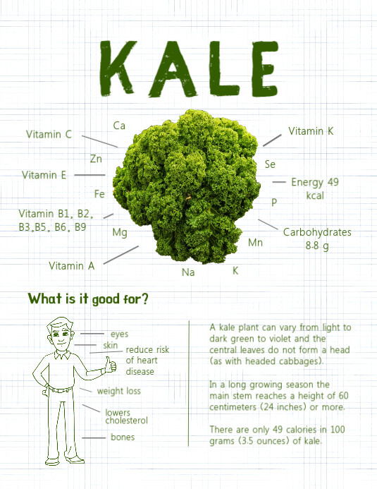 Kale Lette Kale Vegetable Facts Infographic Template | PosterMyWall