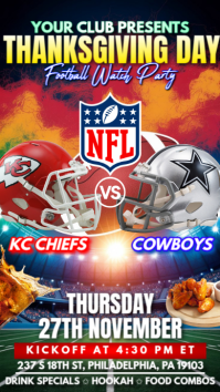 Thanksgiving Football Watch Party История на Instagram Template