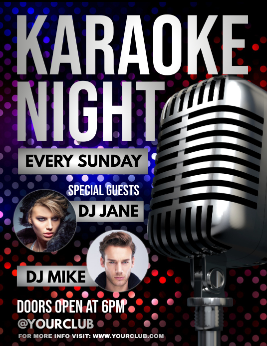 Karaoke, Karaoke flyer, Karaoke Night, jazz Ulotka (US Letter) template