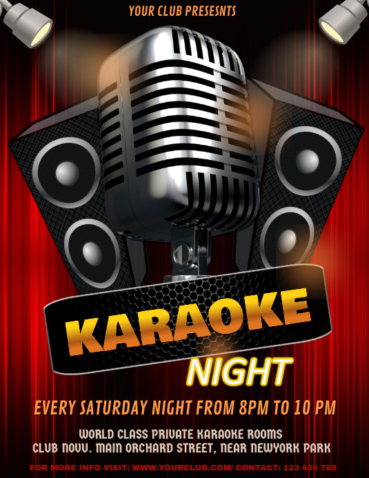 Karaoke, Karaoke posters, Karaoke Night, Jazz Night, Concert Ulotka (US Letter) template