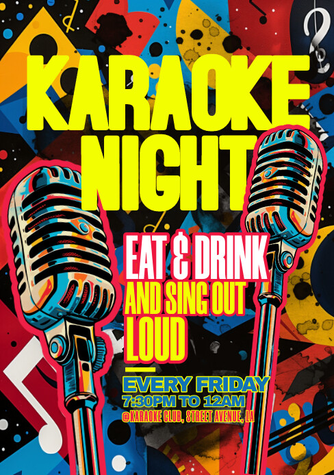 Karaoke A5 Template PosterMyWall