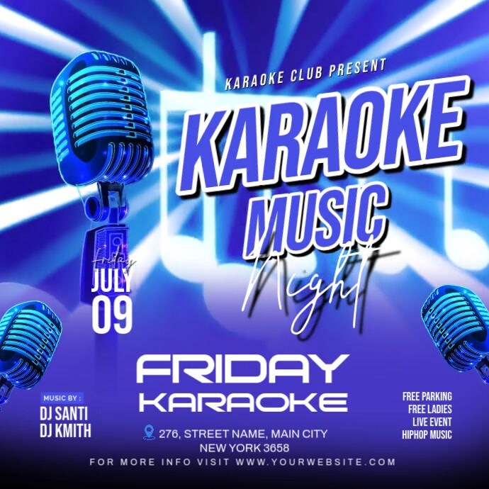 Karaoke And Ladies Night Party Instagram Plasing template