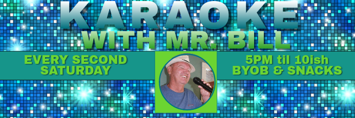 Spanduk Karaoke Dengan Latar Belakang Cermin Berwarna Biru