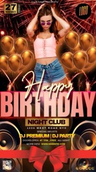 棕色 Birthday Party Instagram Story Template