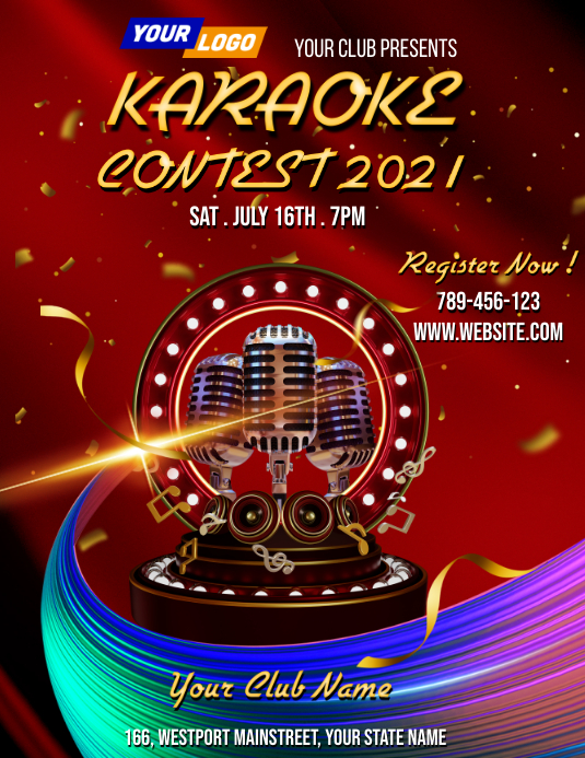 Karaoke contest template 传单(美国信函)