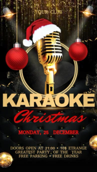 Czarny Christmas Karaoke Night Digital Display Template