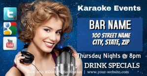Blauw Karaoke Facebook Header Facebook-annonce Template