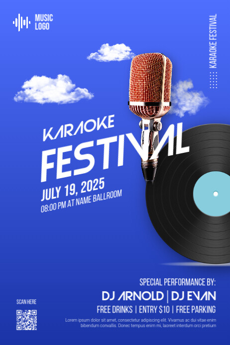 Karaoke Festival Event Poster Template Cartaz