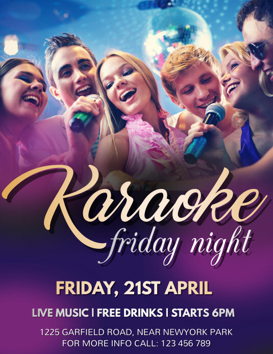 Karaoke Flyer, Karaoke, Music Night, Jazz Nig Ulotka (US Letter) template
