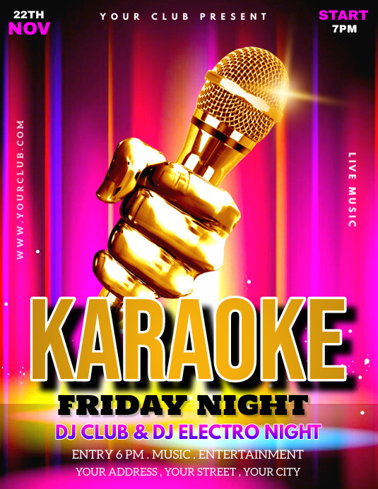 karaoke friday night party flyer Template PosterMyWall