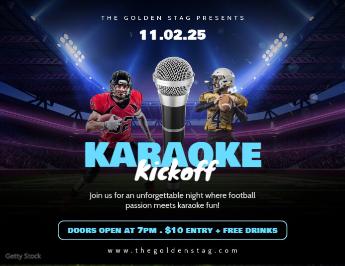 Karaoke Kickoff Night Football Flyer 传单(美国信函) template