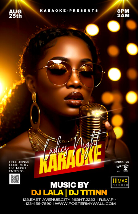Karaoke Ladies Night Party Tablóide template