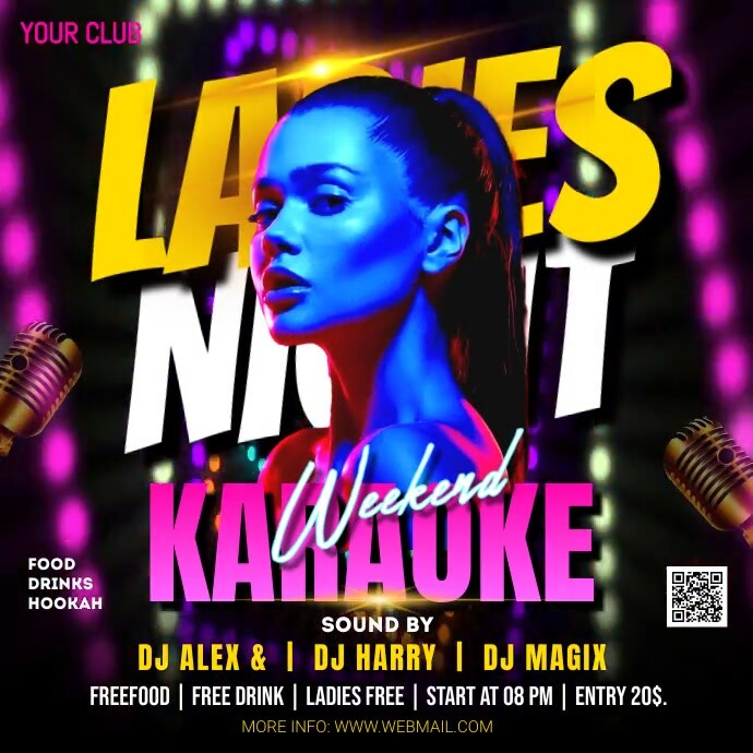 karaoke ladies weekend night  video flyer Instagram Post template