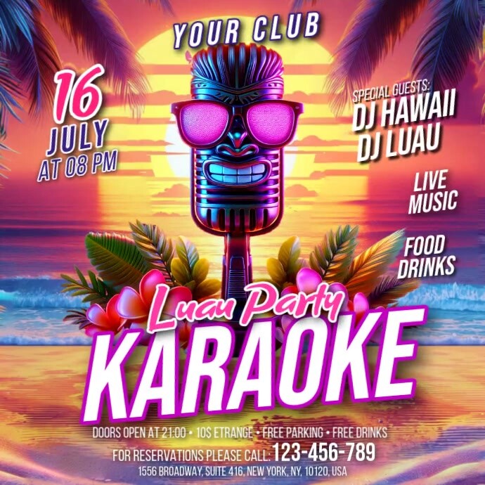 Karaoke Luau Party Instagram Post Iphosti le-Instagram template
