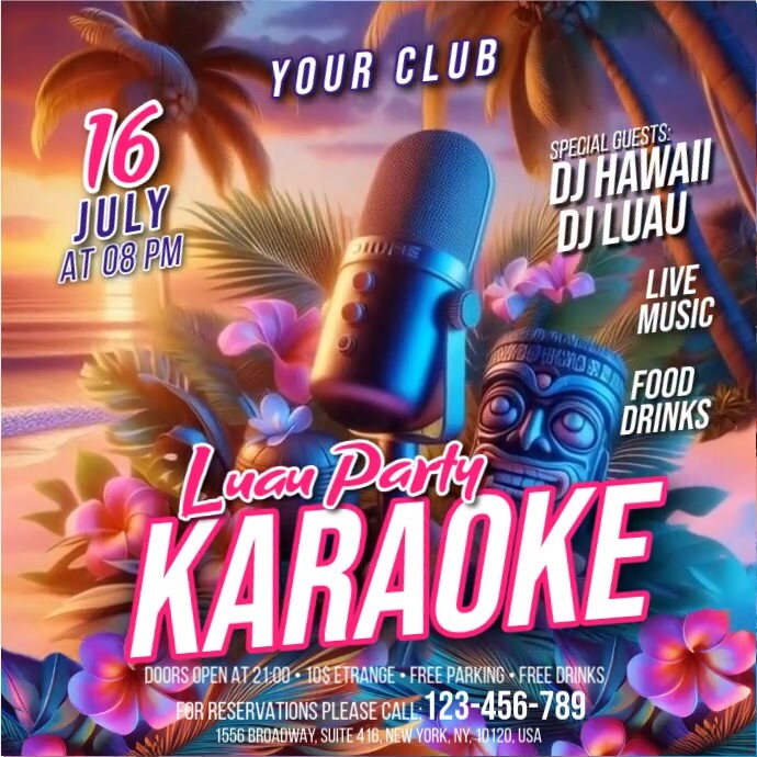Karaoke Luau Party Instagram Post Iphosti le-Instagram template