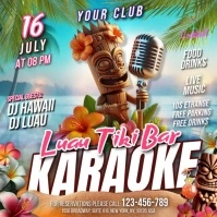Karaoke Luau Tiki Bar Quadrato (1:1) template