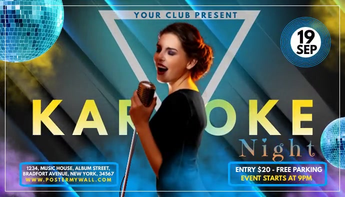 Karaoke Music night, Disco Music Night Blog template