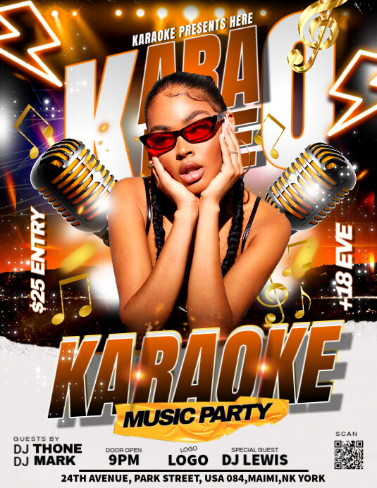 Karaoke Music Party Flyer (US Letter) template