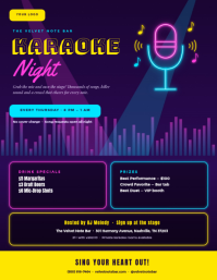 สีม่วง Karaoke Night Folheto Template