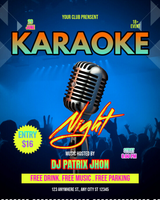 Karaoke night Instagram Portrait template