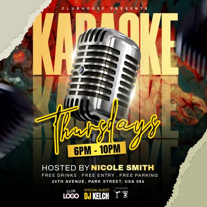 karaoke night Instagram Post template