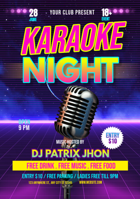 Karaoke night A4 template