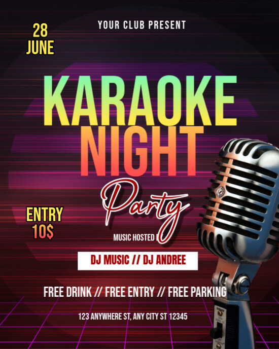 Karaoke night Instagram Portrait template