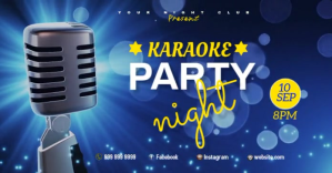 蓝色 Karaoke Night Party Facebook 共享图片 Template