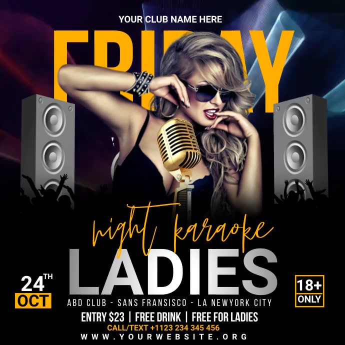 karaoke night Post Instagram template
