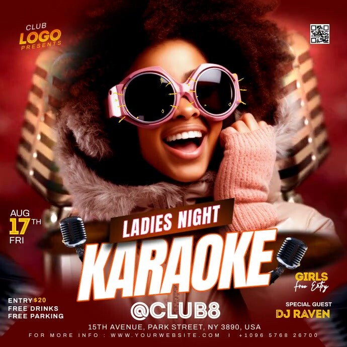 karaoke night Instagram Post template