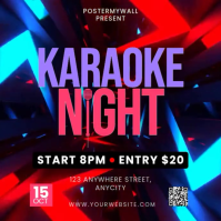 Karaoke Night Flyer – Black Modern Minimal (Square 1:1) Kwadrat (1:1) template