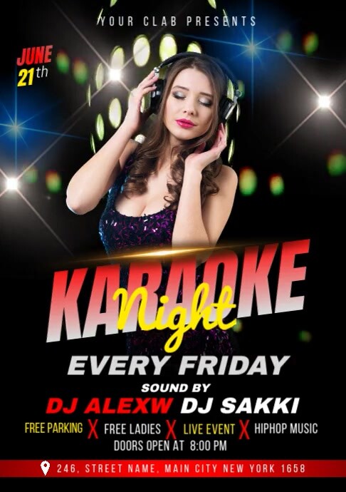 Karaoke night flyer A2 template