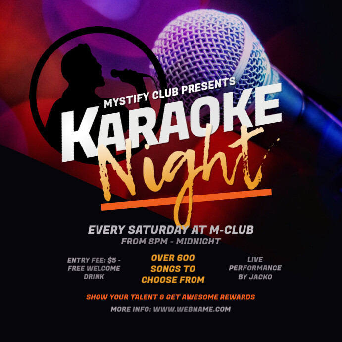 Karaoke Night Instagram Post Template Postermywall
