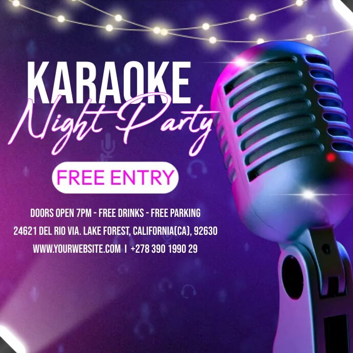 Plantilla de Karaoke Night Party Ads | PosterMyWall