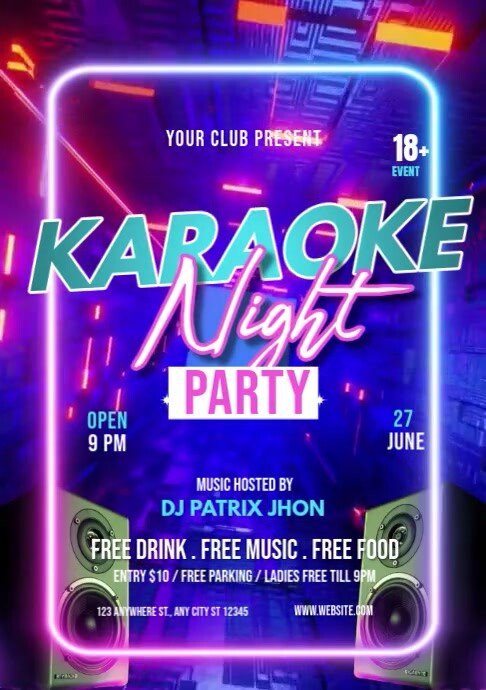 karaoke night party A4 template