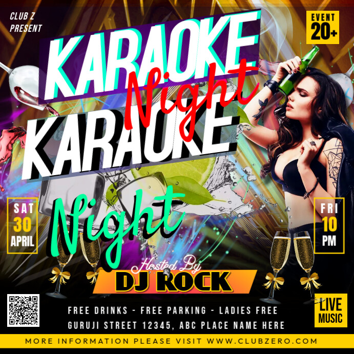 karaoke NIGHT PARTY Instagram Post template