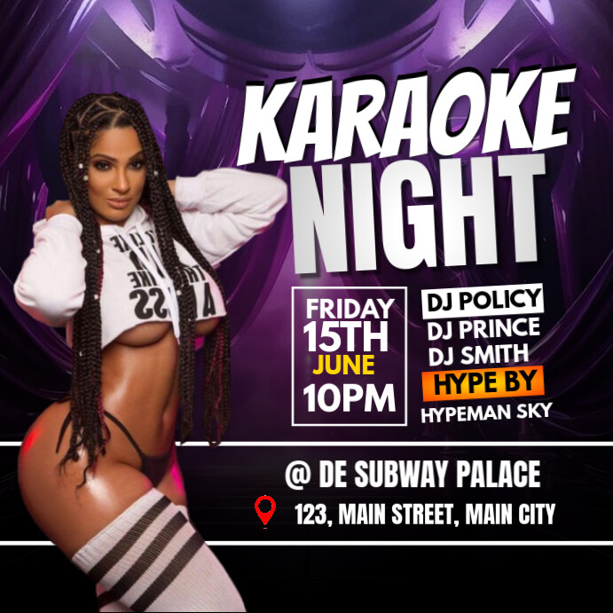 karaoke night party Instagram Plasing template