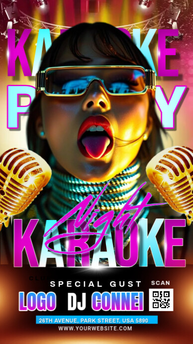 karaoke night party Instagram Story template