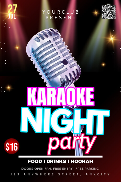 Karaoke night party Cartaz template