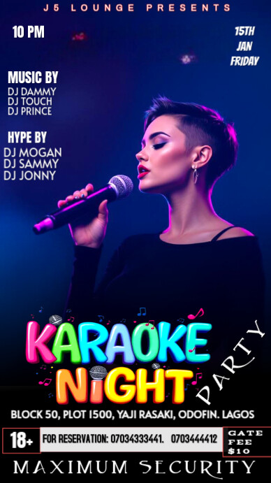 Karaoke night party Instagram Story template