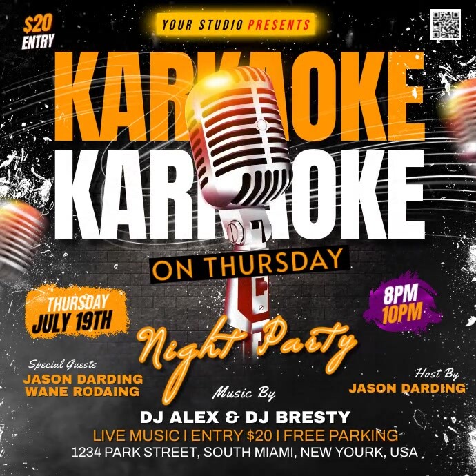 Karaoke night party Persegi (1:1) template