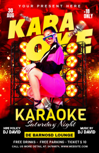 Karaoke Night Party Flyer Half Page Wide template