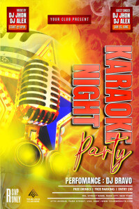 Yellow Karaoke Night Party Plakat Template