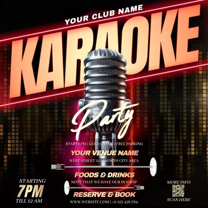 karaoke night party invitation video Quadrado (1:1) template