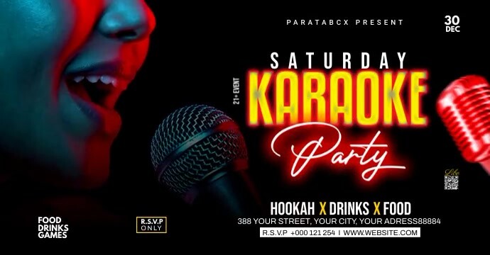 Plantilla de Anuncios de Video de Noche de Karaoke | PosterMyWall
