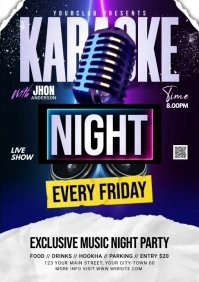 karaoke night video flyer A5 template
